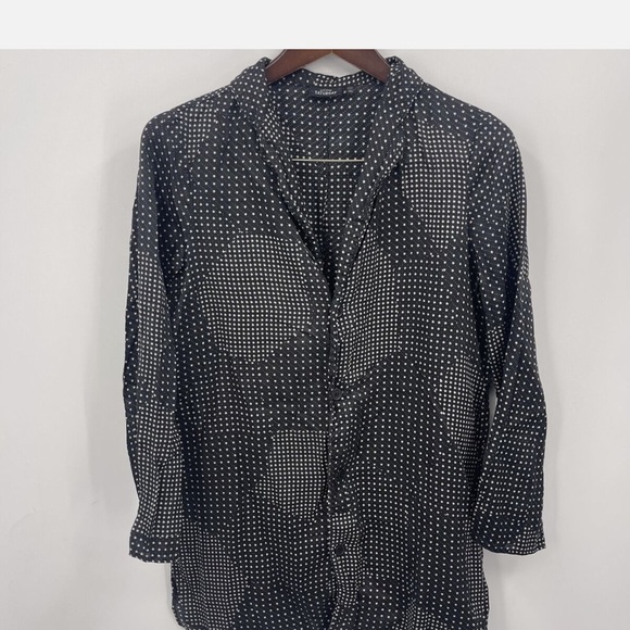 Kate Spade Saturday Black and White Button Down Shirt with Pointed Collar - Picture 1 of 9